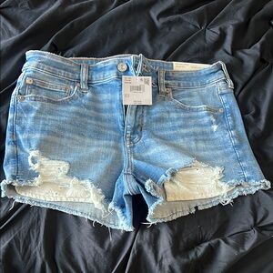 American Eagle Outfitters Blue Distressed Denim Shorts